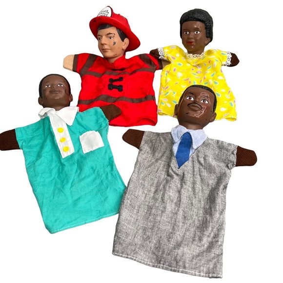 Unbranded | Toys | Vintage Vinyl Head Hand Puppets Fireman African ...